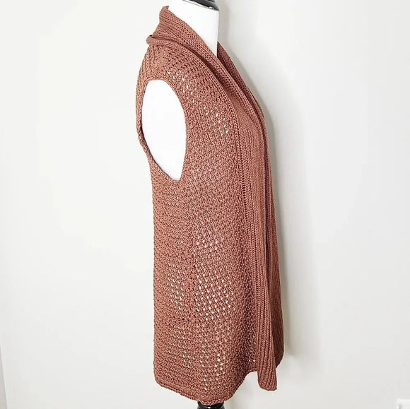 Classiques Entier Brown Crochet Knit Sleeveless Boho Cardigan S - Picture 3 of 6
